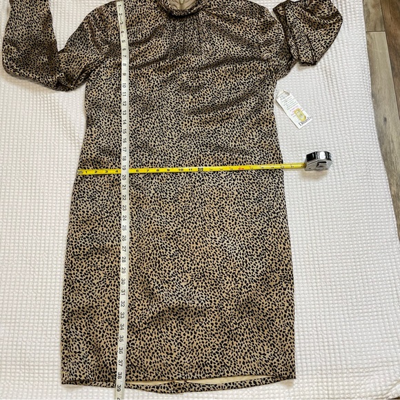 Spenser Jeremy |Silk Mock Neck Leopard Print Dress Size 12 - Picture 16 of 16